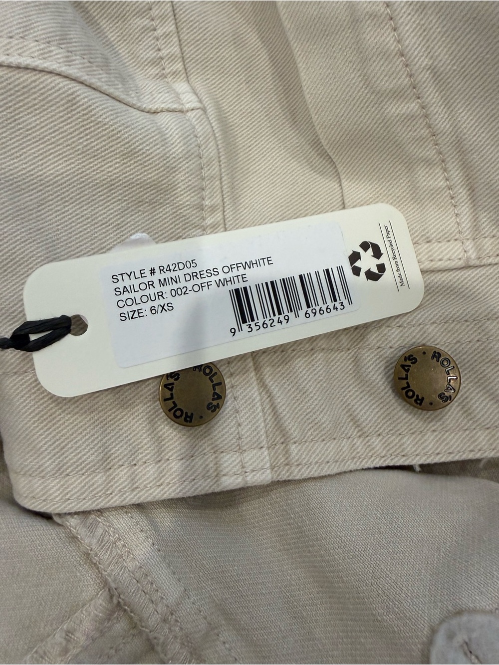 ROLLA'S Cream Button-Front Mini Dress - Picture 5 of 5